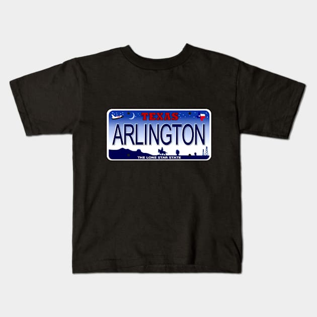 Arlington Texas License Plate Kids T-Shirt by Mel's Designs